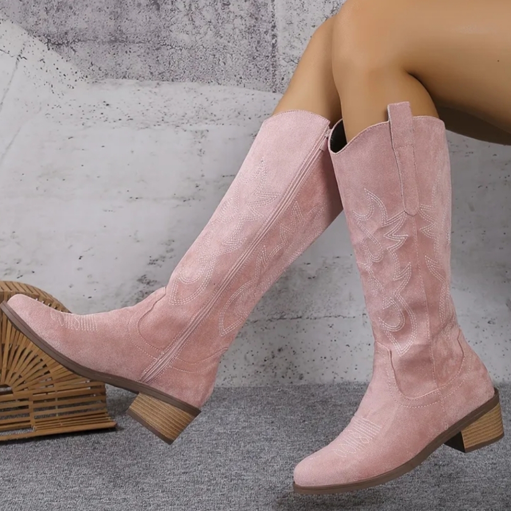Elegant Light Pale Pink Heeled Boots for Women